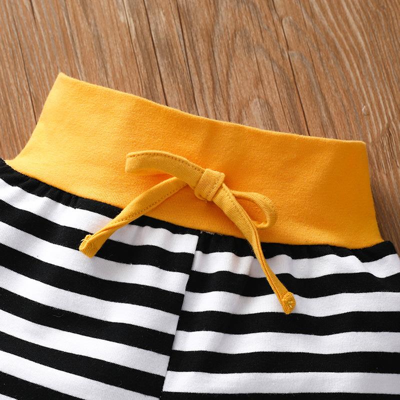 3pcs Creative Letter Printed Stripe Color-block Bodysuit Wholesale children's clothing - PrettyKid