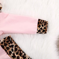 Girls Pink Leopard Hooded Long Sleeve Set - PrettyKid