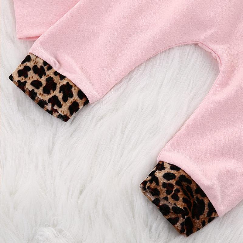 Girls Pink Leopard Hooded Long Sleeve Set - PrettyKid