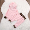 Girls Pink Leopard Hooded Long Sleeve Set - PrettyKid