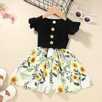 9months-4years Toddler Girl Dresses Summer Girls Dress Printing Stitching Children's Dress Wholesale - PrettyKid