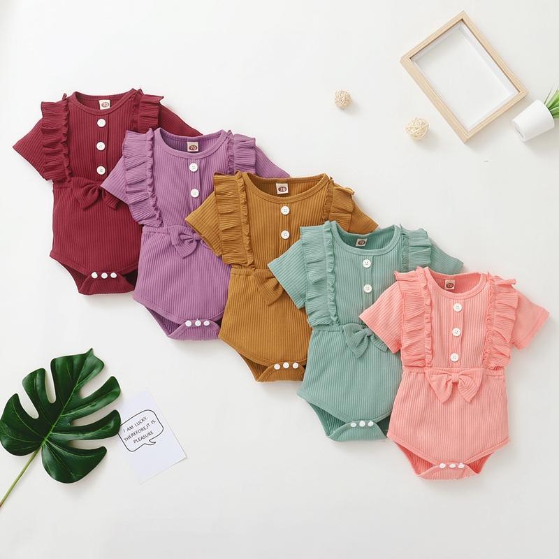 New Born Girl Ruffle Ribbed Bodysuit - PrettyKid