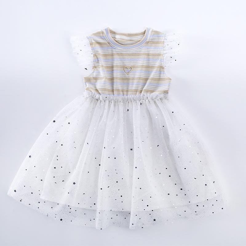 Striped Patchwork Tulle Dress for Toddler Girl - PrettyKid