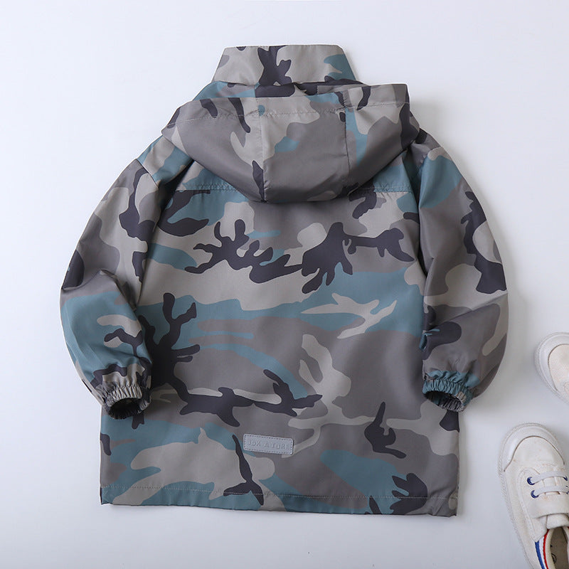 3-11Y Fashionable Camouflage Printed Double Layer Hooded Zipper Kids Jackets Wholesale Kids Boutique Clothing - PrettyKid