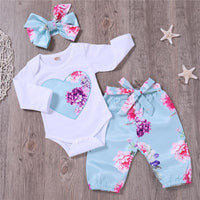 Pretty Floral Bodysuit and Pants and Headband Set - PrettyKid