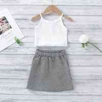 Toddler Girl Ribbed Cami Top & Plaid Skirt - PrettyKid