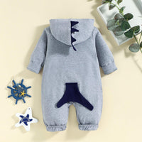 Baby Boys' Dinosaur Hooded Long Sleeved Jumpsuit - PrettyKid