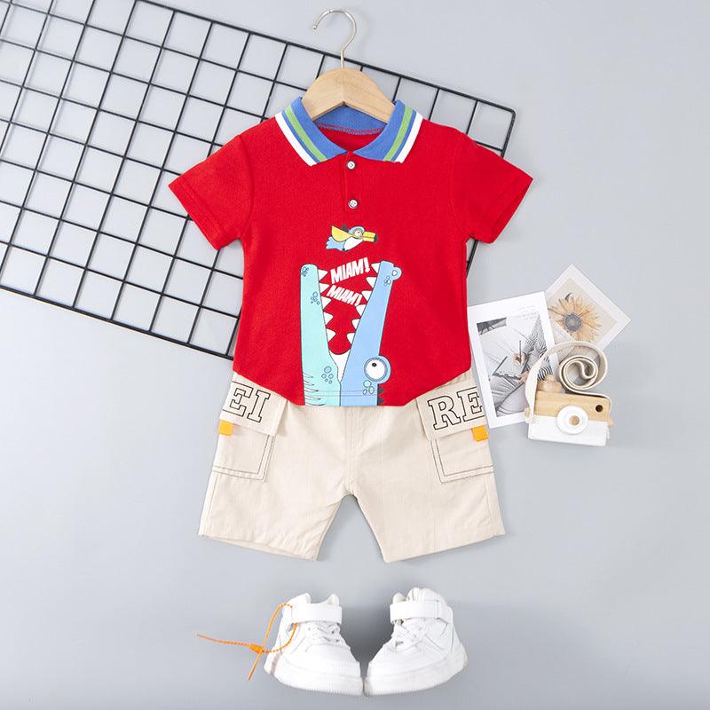 Baby Boys Crocodile Polo Shirt And Shorts Baby Outfit Sets - PrettyKid