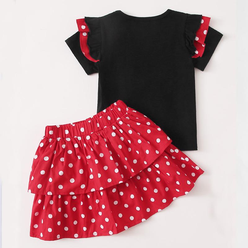 Toddler Girl Bowknot T-shirt & Polka Dot Skirt - PrettyKid