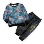 Boys Letter & Tie-Dye Printed Sweatshirt And Jeans Toddler Clothing Sets - PrettyKid