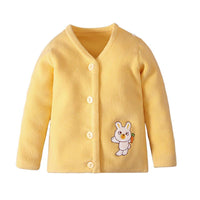 Bunny Print V-Neck Wool Cardigan Baby Girl Clothing - PrettyKid