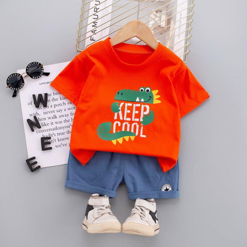 Baby Boy Monogram & Crocodile Print T-Shirt And Shorts Baby Boy Clothing Sets - PrettyKid