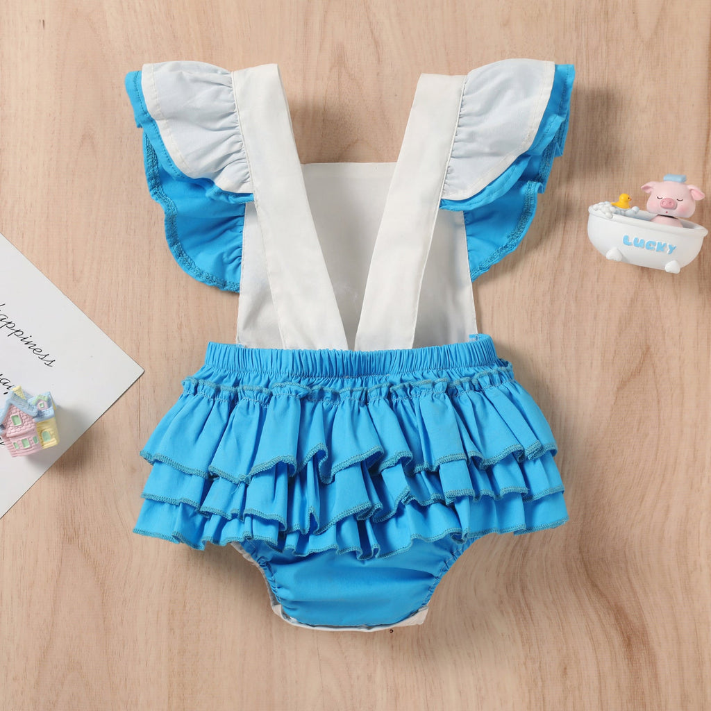 3-18M Baby Girls Bodysuit One Love Heart Print Flutter Sleeve Wholesale Baby Clothing - PrettyKid