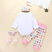 Baby Girls 4 PCS Donuts Cartoon Romper & Pants Baby Wholesale - PrettyKid