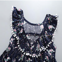 Girls Ruffle Collar Lace Dress Floral Sleeveless Dress - PrettyKid