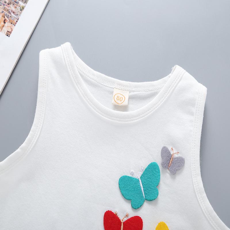 Baby Girls Butterfly Vest Top & Colorful Skirt - PrettyKid