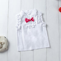 Fashionable 2-Piece Sleeveless Shirt & Polka Dot Strap Skirt - PrettyKid