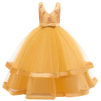 Long girl's dress princess dress wedding dress girls performance dress - PrettyKid