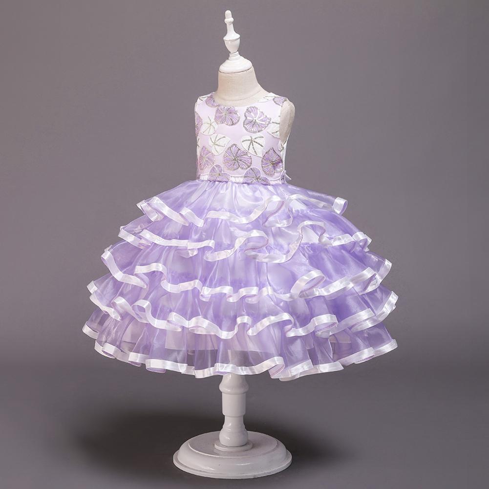 Flower Girl Layered Tutu Embroidered Princess Dress - PrettyKid