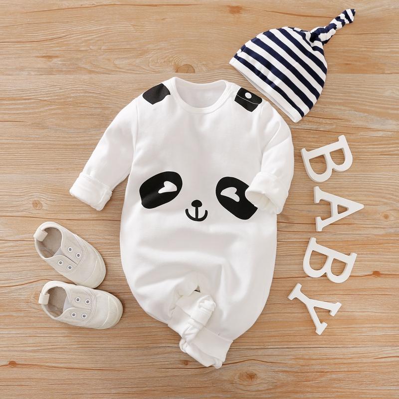 2-Piece Panda Long-Sleeve Jumpsuit with Hat Set for Baby Wholesale children's clothing - PrettyKid