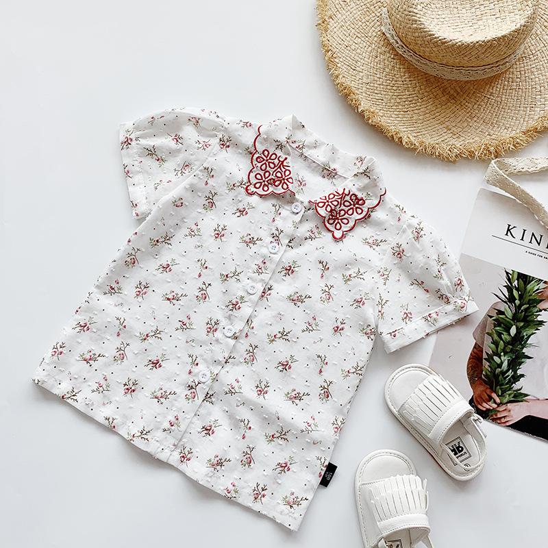 Toddler Girl Floral Pattern Summer Shirt Wholesale Children's Clothing - PrettyKid