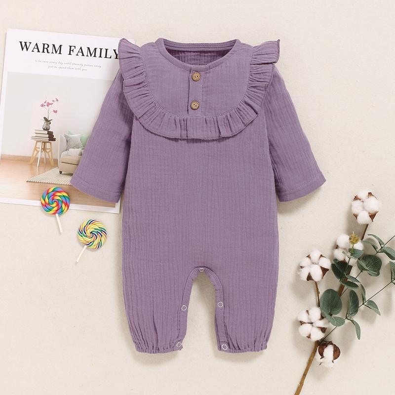 2-piece Long-sleeve Ruffled Jumpsuit Children's Clothing - PrettyKid