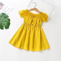 Toddler Girl Solid Color Puff Sleeve Dress Wholesale Children's Clothing - PrettyKid