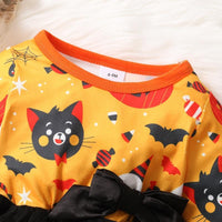 wee me baby clothes wholesale Baby Girl Cartoon Print Mesh Hem Dress - PrettyKid