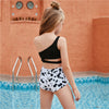 7-13Y Swimwear For Girl Cute Cow One Shoulder High Waist Split Wholesale Kids Boutique Clothing - PrettyKid