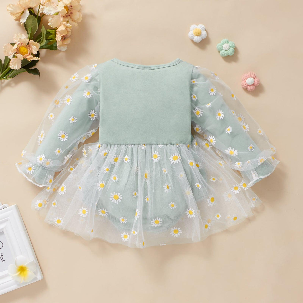 Baby Girls Daisy Printed Lace Dress Baby Girl Wholesale Clothing - PrettyKid