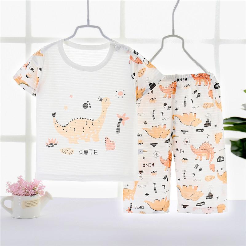 Toddler Boy Dinosaur Patten Print Pajamas Sets - PrettyKid