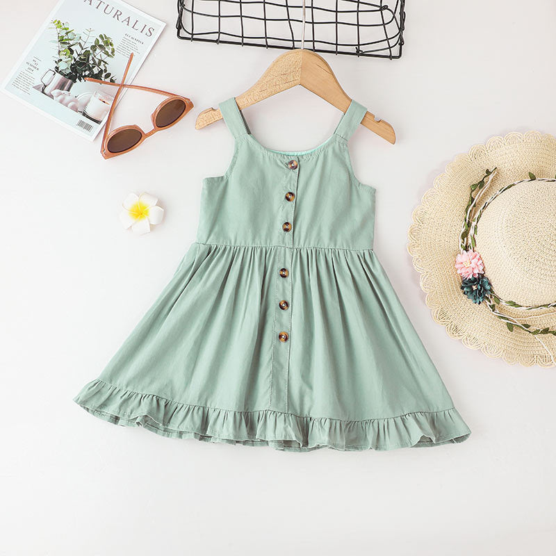 0-18months Baby Boutique Dresses Sleeveless Suspenders With Pleated Fungus Baby Clothes In Bulk - PrettyKid