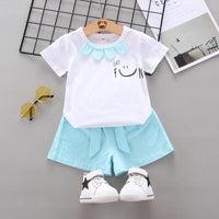 Toddler Girl Smiley T-shirt & A-line Shorts Wholesale Children's Clothing - PrettyKid