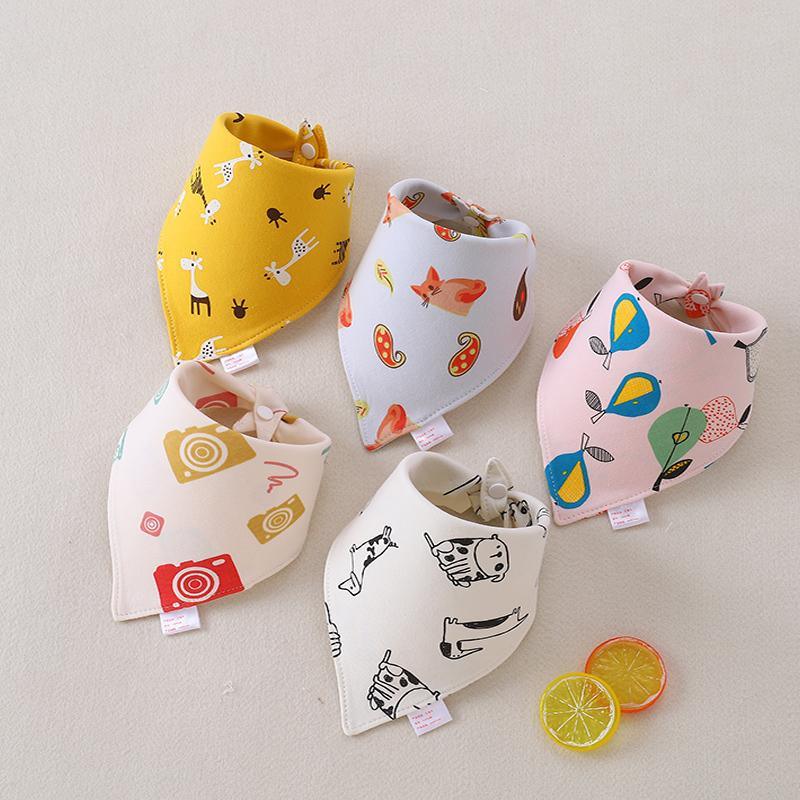 5 Pcs Cartoon Pattern Cotton Bibs - PrettyKid