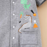 Baby Boy Cartoon Dinosaur Pattern Bow Decor Jumpsuit - PrettyKid