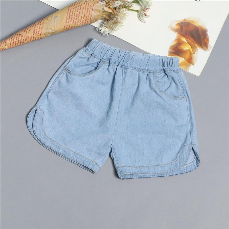 Grow Girl Heart-shaped Pattern Denim Shorts - PrettyKid