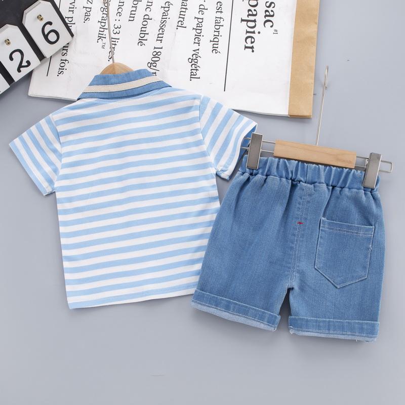 Toddler Boy Stripes Pattern T-shirt & Short Children's Clothing - PrettyKid
