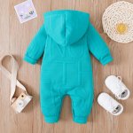 baby boy solid casual long sleeve hooded jumpsuit - PrettyKid