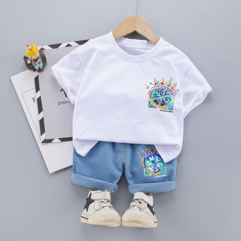 Toddler Boy Letter Fun Printing T-shirt & Shorts Children's Clothing - PrettyKid