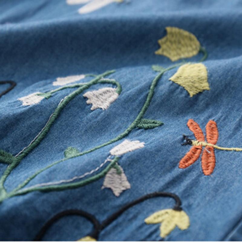 Floral Pattern Denim Dress for Toddler Girl - PrettyKid