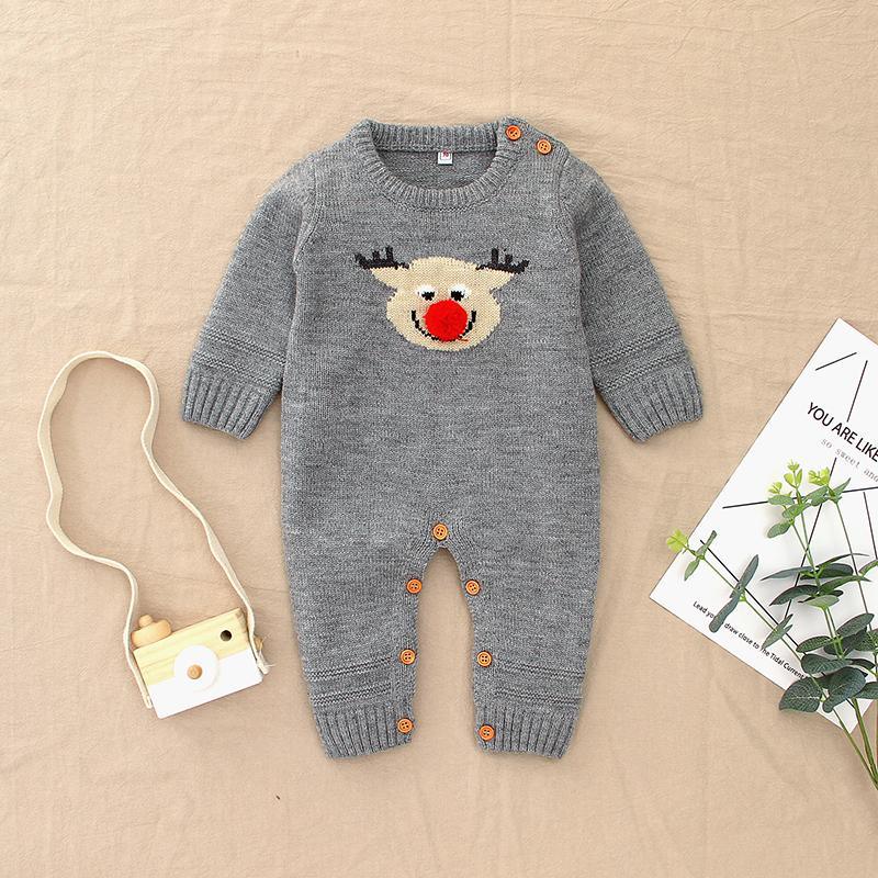 Christmas Elk Sweater Knitted Bodysuit for Baby - PrettyKid