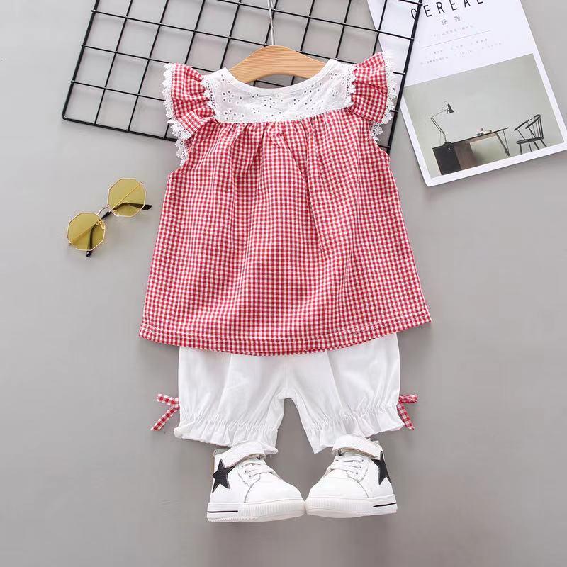 Toddler Girl Mori Little Flying Sleeve Top & Bow Shorts Wholesale Children's Clothing - PrettyKid
