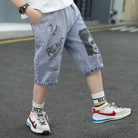 Kid Boy Letter Graffiti Denim Pants 2/3 - PrettyKid