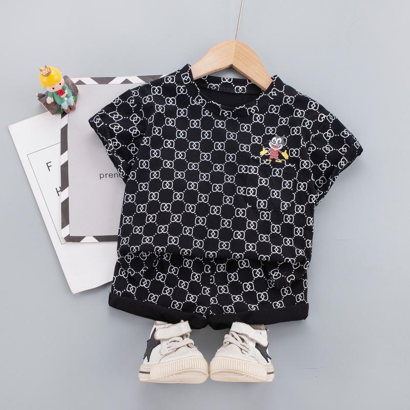 Grow Boy Letter Print Top & Shorts - PrettyKid