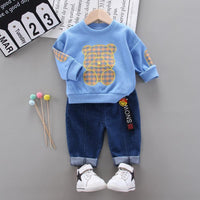 2-piece Bear Pattern Sweatshirts & Pants for Children Boy - PrettyKid