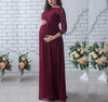 Lace Patchwork Chiffon Floor-length Maternity Dress - PrettyKid