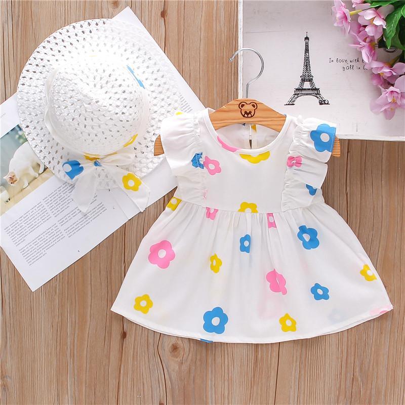 New Born Girl Ruffle Sleeves Candy Flower Dress - PrettyKid