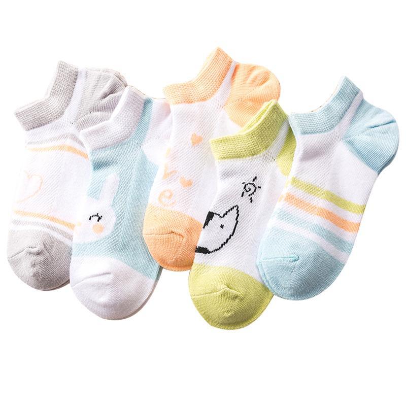 5-piece Cartoon Design Mesh Socks - PrettyKid