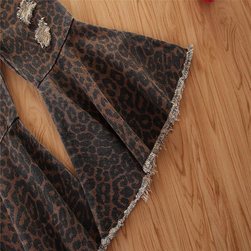 Leopard Denim Flared Pants for Toddler Girl - PrettyKid