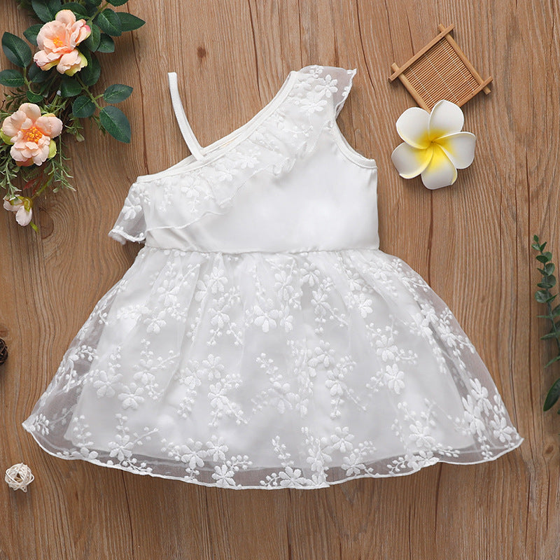3-24months Baby Dresses Infant White Dress 2022 Summer New Sleeveless Lace Dress Flower Mesh Fairy Dress - PrettyKid